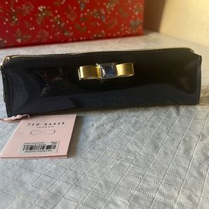 Ted Baker London Metallic Bow Pencil Case or Makeup Case NWT